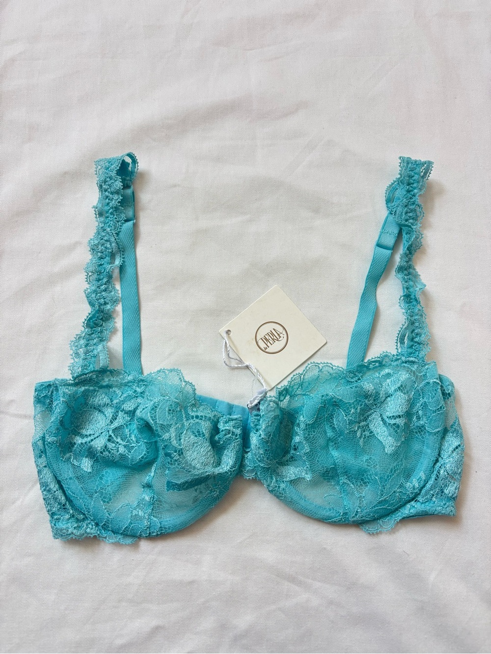 Vintage NWT La Perla Turquoise Aqua Lace Underwire Bra